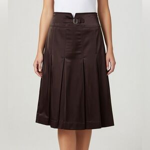 Kulson Brown Acetate Shiny Pleated Skirt Italy sz 44